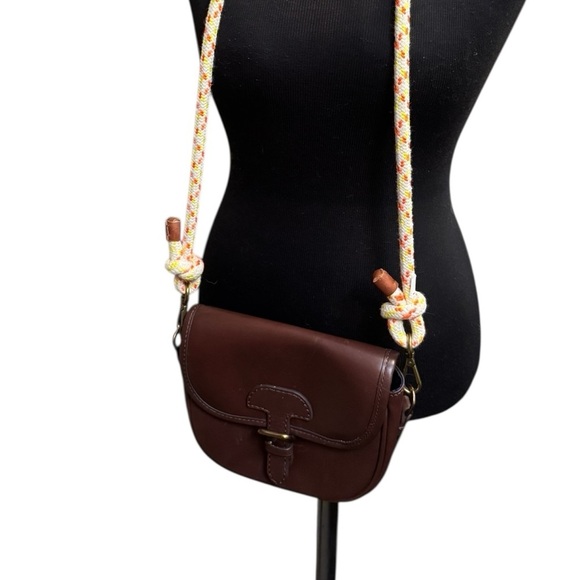 J. Crew Classic Small Saddle Bag in Brown Leather Cross Body Outside Pocket EUC - Picture 16 of 17